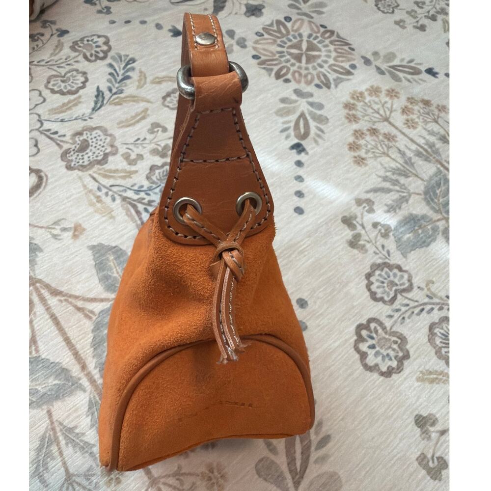 Fossil Small Orange Suede Leather Shoulder Bag Hobo Vintage Y2K Boho Minimalist - Picture 5 of 8